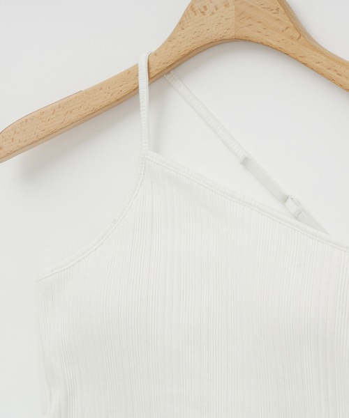 Omekashi（オメカシ）の「ワンショルリブキャミ（キャミソール・レディース・ブラック/オフホワイト/ライトグレー・FREE）」の4枚目の写真