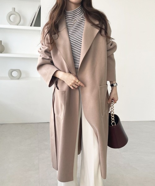 GeeRA（ジーラ）の「オーバーサイズチェスターコート（チェスターコート・レディース・ベージュ/ブルー/ブラック/ブラウン/アイボリー・X-LARGE/MEDIUM/XX-LARGE/LARGE/SMALL）」の15枚目の写真