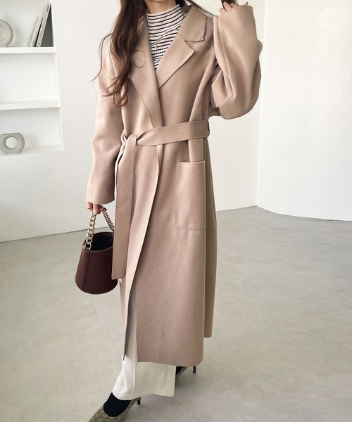 GeeRA（ジーラ）の「オーバーサイズチェスターコート（チェスターコート・レディース・ベージュ/ブルー/ブラック/ブラウン/アイボリー・X-LARGE/MEDIUM/XX-LARGE/LARGE/SMALL）」の16枚目の写真