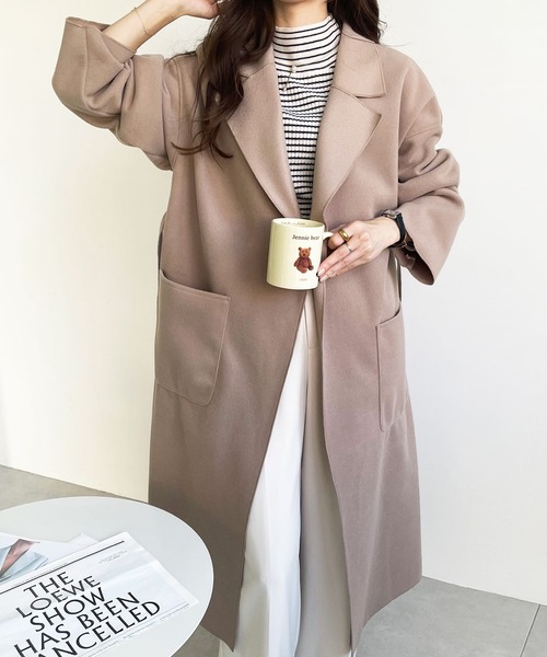 GeeRA（ジーラ）の「オーバーサイズチェスターコート（チェスターコート・レディース・ベージュ/ブルー/ブラック/ブラウン/アイボリー・X-LARGE/MEDIUM/XX-LARGE/LARGE/SMALL）」の21枚目の写真