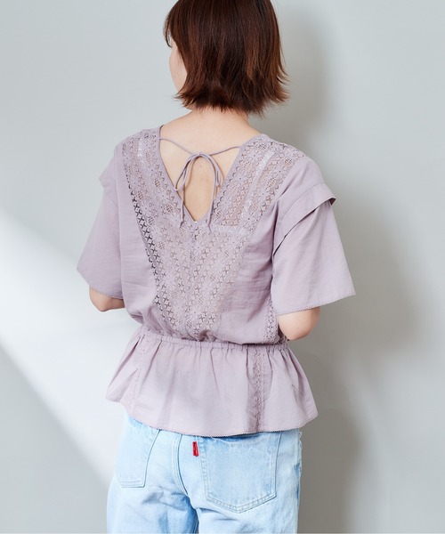 cepo(セポ)の「フレアスリーブ レースブラウス(シャツ/ブラウス・レディース・ブラック/オフホワイト/ピンク・M)」の1枚目の写真