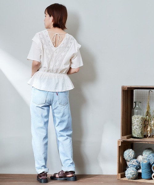 cepo(セポ)の「フレアスリーブ レースブラウス(シャツ/ブラウス・レディース・ブラック/オフホワイト/ピンク・M)」の7枚目の写真