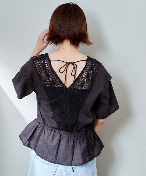 cepo(セポ)の「フレアスリーブ レースブラウス(シャツ/ブラウス・レディース・ブラック/オフホワイト/ピンク・M)」の13枚目の写真