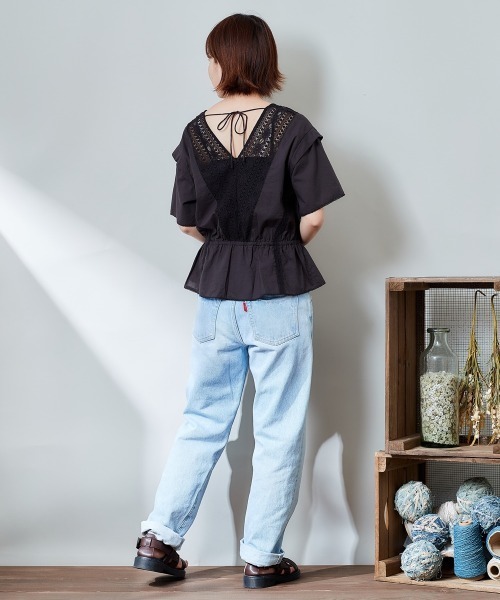 cepo(セポ)の「フレアスリーブ レースブラウス(シャツ/ブラウス・レディース・ブラック/オフホワイト/ピンク・M)」の15枚目の写真