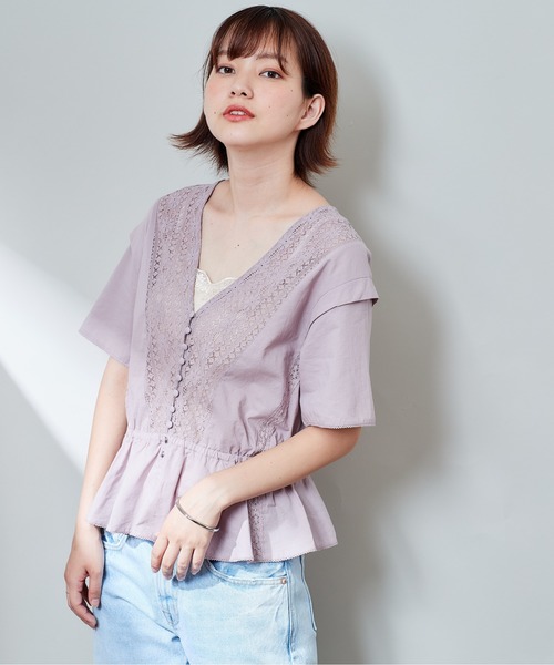 cepo(セポ)の「フレアスリーブ レースブラウス(シャツ/ブラウス・レディース・ブラック/オフホワイト/ピンク・M)」の8枚目の写真