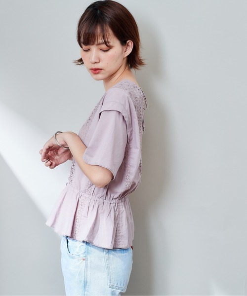 cepo(セポ)の「フレアスリーブ レースブラウス(シャツ/ブラウス・レディース・ブラック/オフホワイト/ピンク・M)」の9枚目の写真