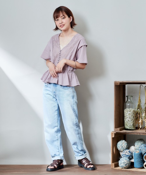 cepo(セポ)の「フレアスリーブ レースブラウス(シャツ/ブラウス・レディース・ブラック/オフホワイト/ピンク・M)」の10枚目の写真