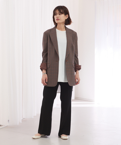 Rouge vif（ルージュヴィフ）の「チェックシングルジャケット（テーラードジャケット・レディース・ネイビー・36/38）」の2枚目の写真