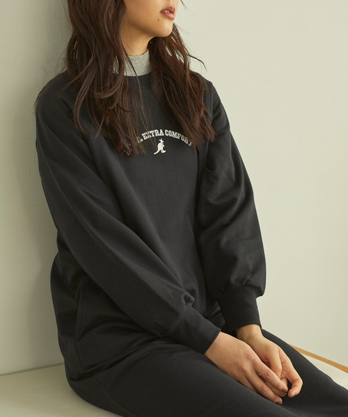 KANGOL EXTRA COMFORT(カンゴールエクストラコンフォート)の「ラグランスリーブロングワンピース(ワンピース・レディース・チャコールグレー/ブラック/アイボリー/ダークパープル/ブルーグレー/モカ・LL/M/L)」の11枚目の写真