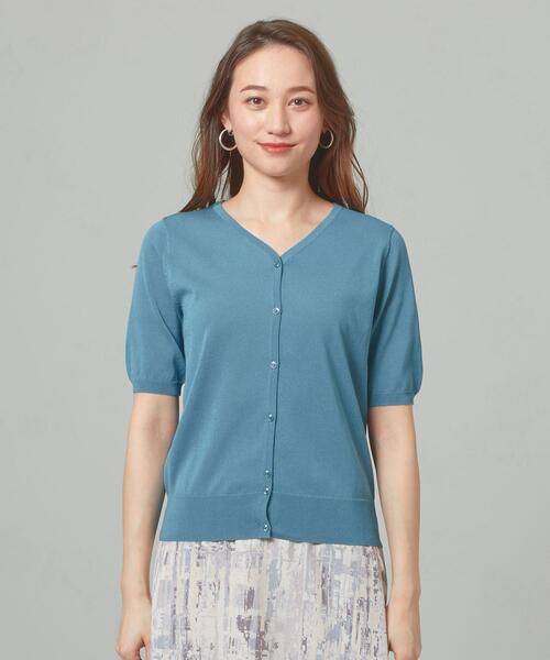 closet story（クローゼットストーリー）の「＜closet story＞□デオドラント Vネック SSL カーディガン [抗菌防臭] -手洗い可能-（カーディガン/ボレロ・レディース・ブラック/ホワイト/ターコイズブルー・FREE）」の15枚目の写真