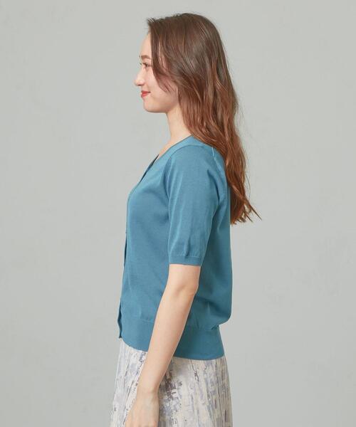 closet story（クローゼットストーリー）の「＜closet story＞□デオドラント Vネック SSL カーディガン [抗菌防臭] -手洗い可能-（カーディガン/ボレロ・レディース・ブラック/ホワイト/ターコイズブルー・FREE）」の5枚目の写真