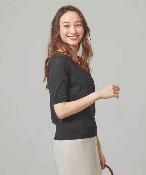 closet story（クローゼットストーリー）の「＜closet story＞□デオドラント Vネック SSL カーディガン [抗菌防臭] -手洗い可能-（カーディガン/ボレロ・レディース・ブラック/ホワイト/ターコイズブルー・FREE）」の6枚目の写真