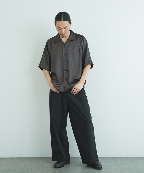 60s 70s OLD LEE オープンカラー シャツ サテン ブラック L 60s 70s OLD LEE オープンカラー シャツ サテン ブラック L