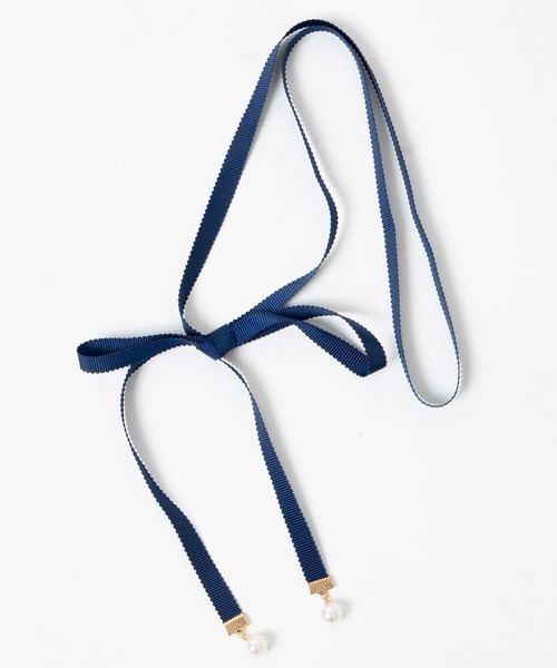 WEGO（ウィゴー）の「WEGO/パール付きリボン（ネクタイ・レディース・ネイビー/レッド・FREE）」の2枚目の写真
