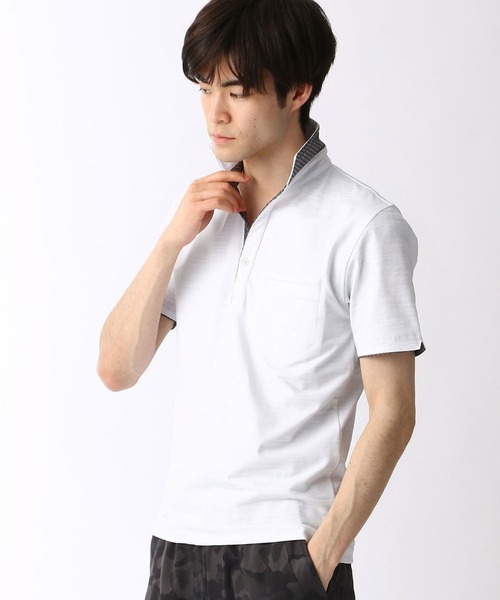 HIDEAWAYS NICOLE（ハイダウェイニコル）の「スキッパーポロシャツ（ポロシャツ・メンズ・ホワイト/ネイビー/ラベンダー/ブラック/サックスブルー・X-LARGE/XX-LARGE/LARGE/MEDIUM）」の2枚目の写真