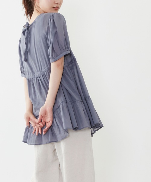 POU DOU DOU(プードゥドゥ)の「シアーコットンティアードブラウス(シャツ/ブラウス・レディース・ネイビー/イエロー/アイボリー・3)」の15枚目の写真