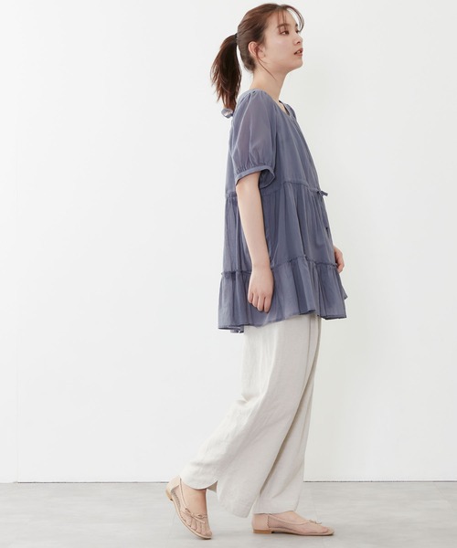 POU DOU DOU(プードゥドゥ)の「シアーコットンティアードブラウス(シャツ/ブラウス・レディース・ネイビー/イエロー/アイボリー・3)」の18枚目の写真