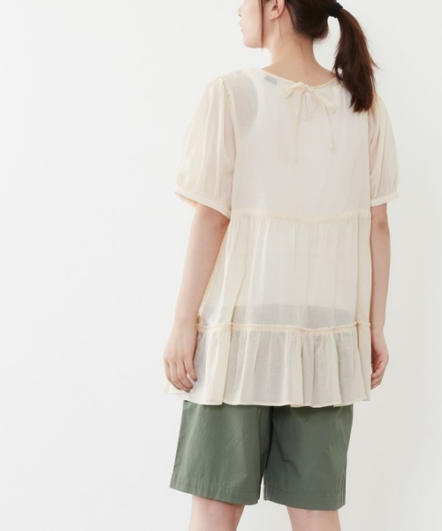POU DOU DOU(プードゥドゥ)の「シアーコットンティアードブラウス(シャツ/ブラウス・レディース・ネイビー/イエロー/アイボリー・3)」の21枚目の写真