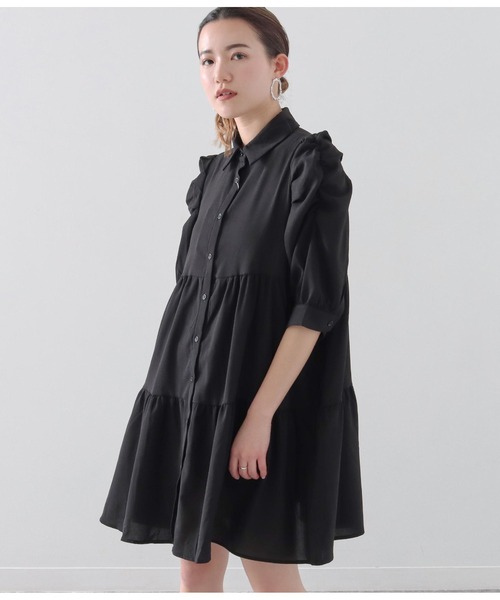 Alluge（アルージュ）の「ティアードシャツチュニック（チュニック・レディース・ライトグレー/ブラック/オフホワイト・FREE）」の3枚目の写真