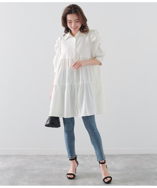 Alluge（アルージュ）の「ティアードシャツチュニック（チュニック・レディース・ライトグレー/ブラック/オフホワイト・FREE）」の16枚目の写真