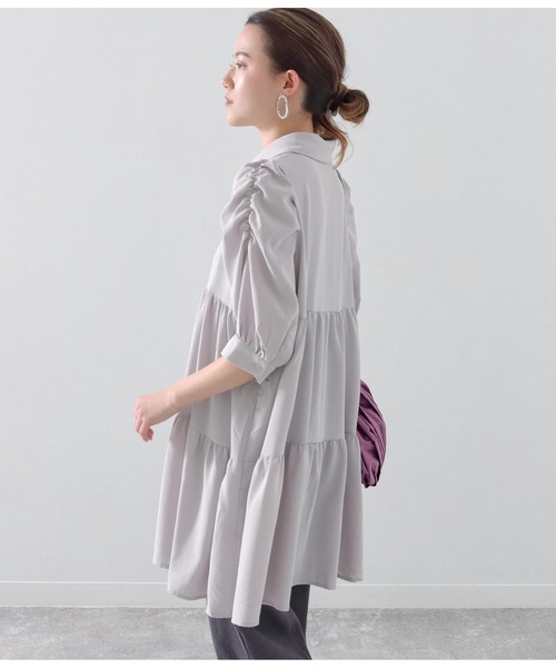 Alluge（アルージュ）の「ティアードシャツチュニック（チュニック・レディース・ライトグレー/ブラック/オフホワイト・FREE）」の6枚目の写真