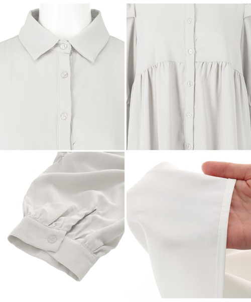 Alluge（アルージュ）の「ティアードシャツチュニック（チュニック・レディース・ライトグレー/ブラック/オフホワイト・FREE）」の11枚目の写真