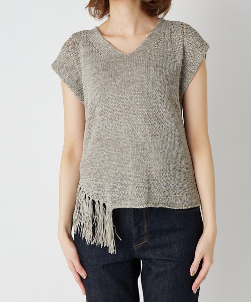 RIVE DROITE（リヴドロワ）の「フリンジニットタンク（ニット/セーター・レディース・ホワイト系その他/ブラウン・FREE）」の5枚目の写真
