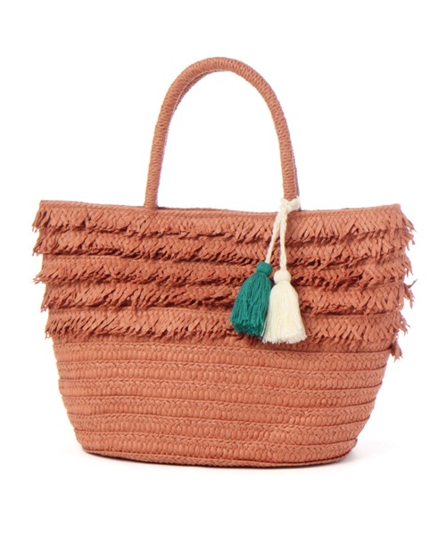 studio CLIP（スタディオクリップ）の「ペーパーフリンジカゴバッグ（かごバッグ・レディース・ナチュラル/オレンジ/ベージュ・FREE）」の3枚目の写真