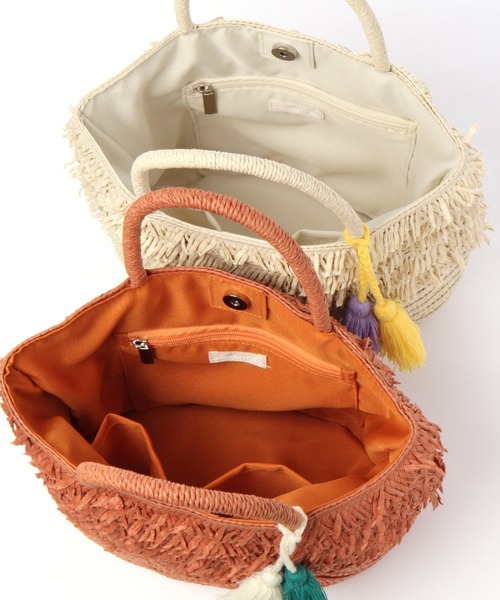 studio CLIP（スタディオクリップ）の「ペーパーフリンジカゴバッグ（かごバッグ・レディース・ナチュラル/オレンジ/ベージュ・FREE）」の6枚目の写真