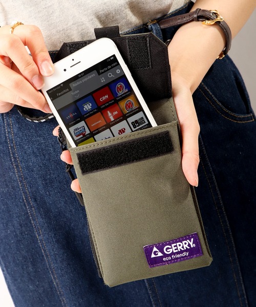 GERRY（ジェリー）の「GERRY はっ水加工 サスティナブル スマホ ショルダー ポーチ（ショルダーバッグ・メンズ・ブラック/ダークグリーン・FREE）」の20枚目の写真