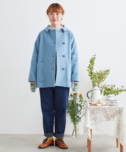 chambre de charme（シャンブルドゥシャーム）の「△cdc　super100 ショートコート（ステンカラーコート・レディース・ダークグリーン/サックスブルー/ブラック/ベージュ・FREE）」の16枚目の写真