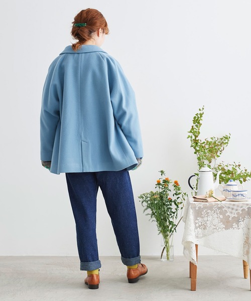 chambre de charme（シャンブルドゥシャーム）の「△cdc　super100 ショートコート（ステンカラーコート・レディース・ダークグリーン/サックスブルー/ブラック/ベージュ・FREE）」の22枚目の写真