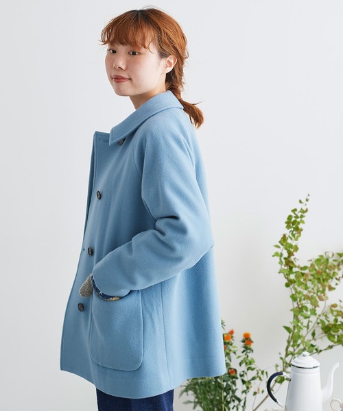 chambre de charme（シャンブルドゥシャーム）の「△cdc　super100 ショートコート（ステンカラーコート・レディース・ダークグリーン/サックスブルー/ブラック/ベージュ・FREE）」の21枚目の写真