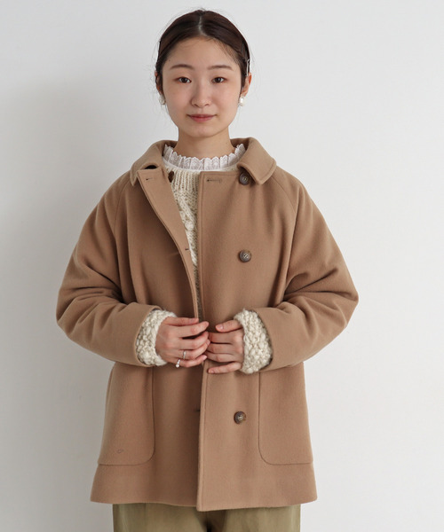 chambre de charme（シャンブルドゥシャーム）の「△cdc　super100 ショートコート（ステンカラーコート・レディース・ダークグリーン/サックスブルー/ブラック/ベージュ・FREE）」の6枚目の写真