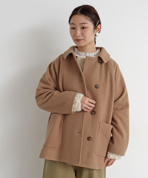 chambre de charme（シャンブルドゥシャーム）の「△cdc　super100 ショートコート（ステンカラーコート・レディース・ダークグリーン/サックスブルー/ブラック/ベージュ・FREE）」の13枚目の写真