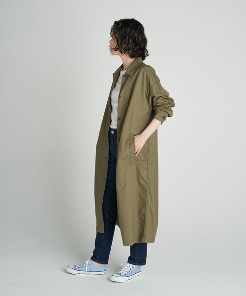 AMERICAN HOLIC（アメリカンホリック）の「【WEB限定】ステンシャツコート（ステンカラーコート・レディース・ベージュ/カーキ/ワンウォッシュ・M/L）」の4枚目の写真