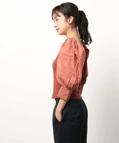 ROYAL PARTY（ロイヤルパーティー）の「ボリュームスリーブビスチェトップス（Tシャツ/カットソー・レディース・ブラック/オフホワイト/オレンジ・FREE）」の7枚目の写真