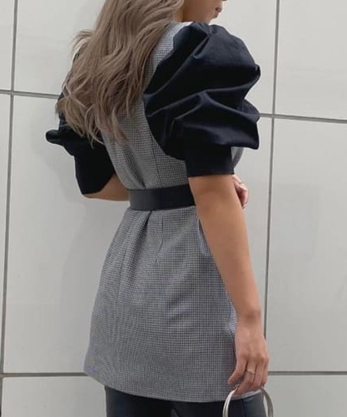 ROYAL PARTY（ロイヤルパーティー）の「ボリュームスリーブビスチェトップス（Tシャツ/カットソー・レディース・ブラック/オフホワイト/オレンジ・FREE）」の3枚目の写真