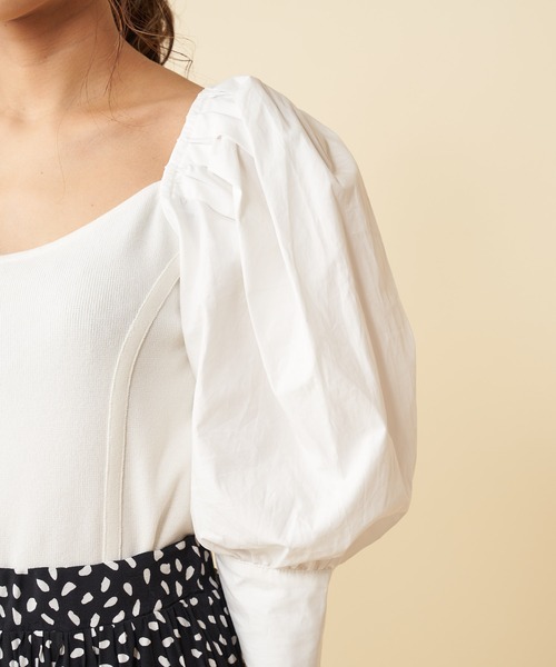 ROYAL PARTY（ロイヤルパーティー）の「ボリュームスリーブビスチェトップス（Tシャツ/カットソー・レディース・ブラック/オフホワイト/オレンジ・FREE）」の5枚目の写真