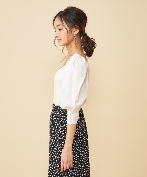 ROYAL PARTY（ロイヤルパーティー）の「ボリュームスリーブビスチェトップス（Tシャツ/カットソー・レディース・ブラック/オフホワイト/オレンジ・FREE）」の6枚目の写真