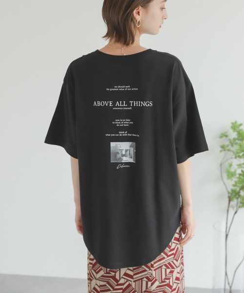 SENSE OF PLACE by URBAN RESEARCH（センスオブプレイスバイアーバンリサーチ）の「メッセージロゴアートTシャツ（Tシャツ/カットソー・レディース・ブラック/オフホワイト・ONE）」の2枚目の写真