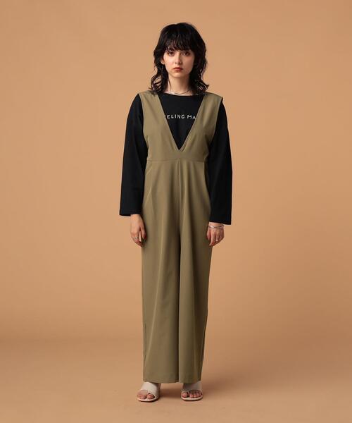 FEELING MADE（フィーリングメイド）の「FEELING MADE ストレッチ&UVカット Vネック サロペット（サロペット/オーバーオール・レディース・ブラック/オリーブ/ワイン・SMALL/MEDIUM/LARGE）」の10枚目の写真