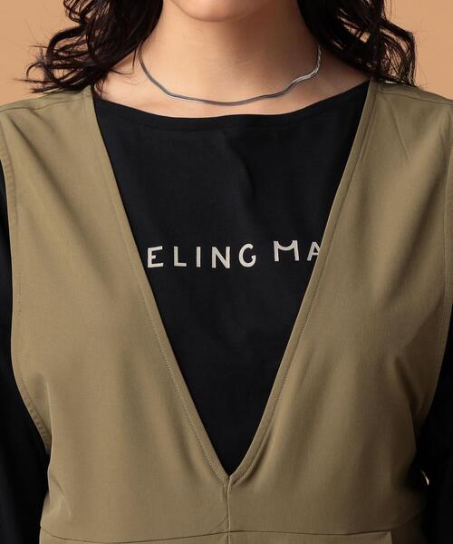 FEELING MADE（フィーリングメイド）の「FEELING MADE ストレッチ&UVカット Vネック サロペット（サロペット/オーバーオール・レディース・ブラック/オリーブ/ワイン・SMALL/MEDIUM/LARGE）」の13枚目の写真