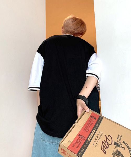 neos（ネオス）の「【neos -addictive design-】ルーズシルエット フットボール ロゴ リンガー Tシャツ（Tシャツ/カットソー・メンズ・ホワイト/ブラック/ブルー・MEDIUM/LARGE）」の13枚目の写真