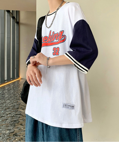 neos（ネオス）の「【neos -addictive design-】ルーズシルエット フットボール ロゴ リンガー Tシャツ（Tシャツ/カットソー・メンズ・ホワイト/ブラック/ブルー・MEDIUM/LARGE）」の22枚目の写真