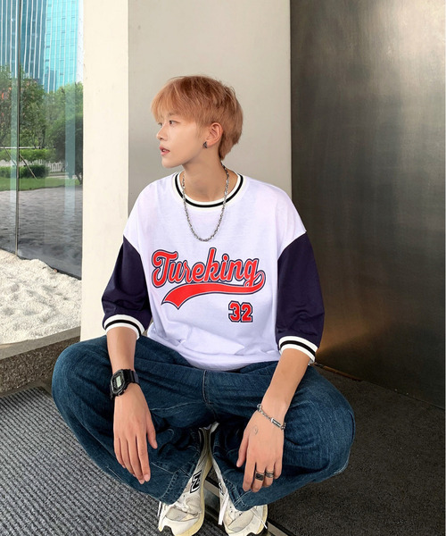 neos（ネオス）の「【neos -addictive design-】ルーズシルエット フットボール ロゴ リンガー Tシャツ（Tシャツ/カットソー・メンズ・ホワイト/ブラック/ブルー・MEDIUM/LARGE）」の11枚目の写真