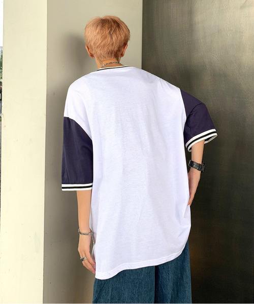 neos（ネオス）の「【neos -addictive design-】ルーズシルエット フットボール ロゴ リンガー Tシャツ（Tシャツ/カットソー・メンズ・ホワイト/ブラック/ブルー・MEDIUM/LARGE）」の20枚目の写真