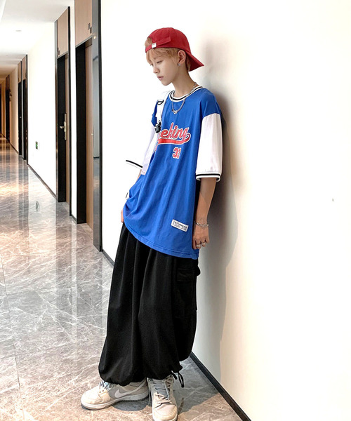 neos（ネオス）の「【neos -addictive design-】ルーズシルエット フットボール ロゴ リンガー Tシャツ（Tシャツ/カットソー・メンズ・ホワイト/ブラック/ブルー・MEDIUM/LARGE）」の7枚目の写真