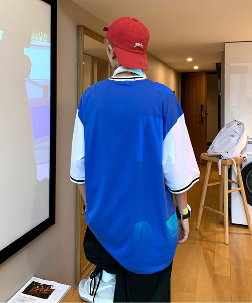 neos（ネオス）の「【neos -addictive design-】ルーズシルエット フットボール ロゴ リンガー Tシャツ（Tシャツ/カットソー・メンズ・ホワイト/ブラック/ブルー・MEDIUM/LARGE）」の10枚目の写真