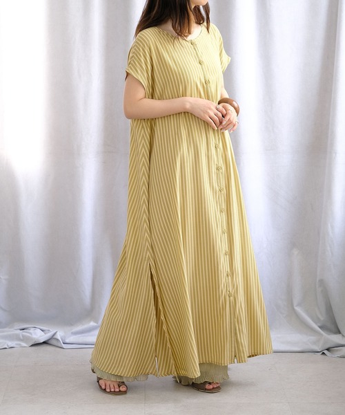 ANDJ(アンドジェイ)の「2WAY先染めストライプフレアワンピース(シャツワンピース・レディース・ライトブルー/ピンク/グリーン・M)」の19枚目の写真